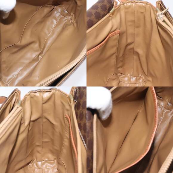 CELINE Macadam Canvas Shoulder Bag Pvc Leather Brown Gold - Picture 12 of 13